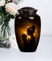 Classic aluminium urn designed for memorializing.