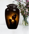 Classic aluminium urn designed for memorializing.
