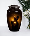 Classic aluminium urn designed for memorializing.
