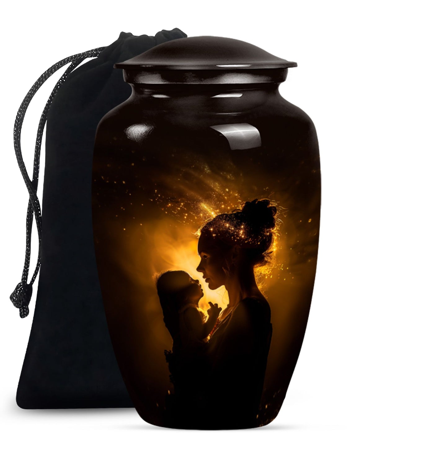 Classic aluminium urn designed for memorializing.