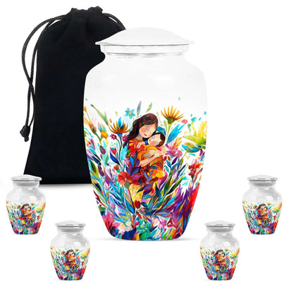 Mother Love Urn for Human Ashes – Colorful Mother's Art Memorial Urn