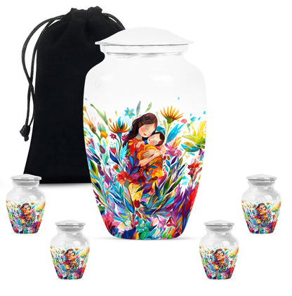 Mother love urn, classic abstract burial funeral urn for adult woman