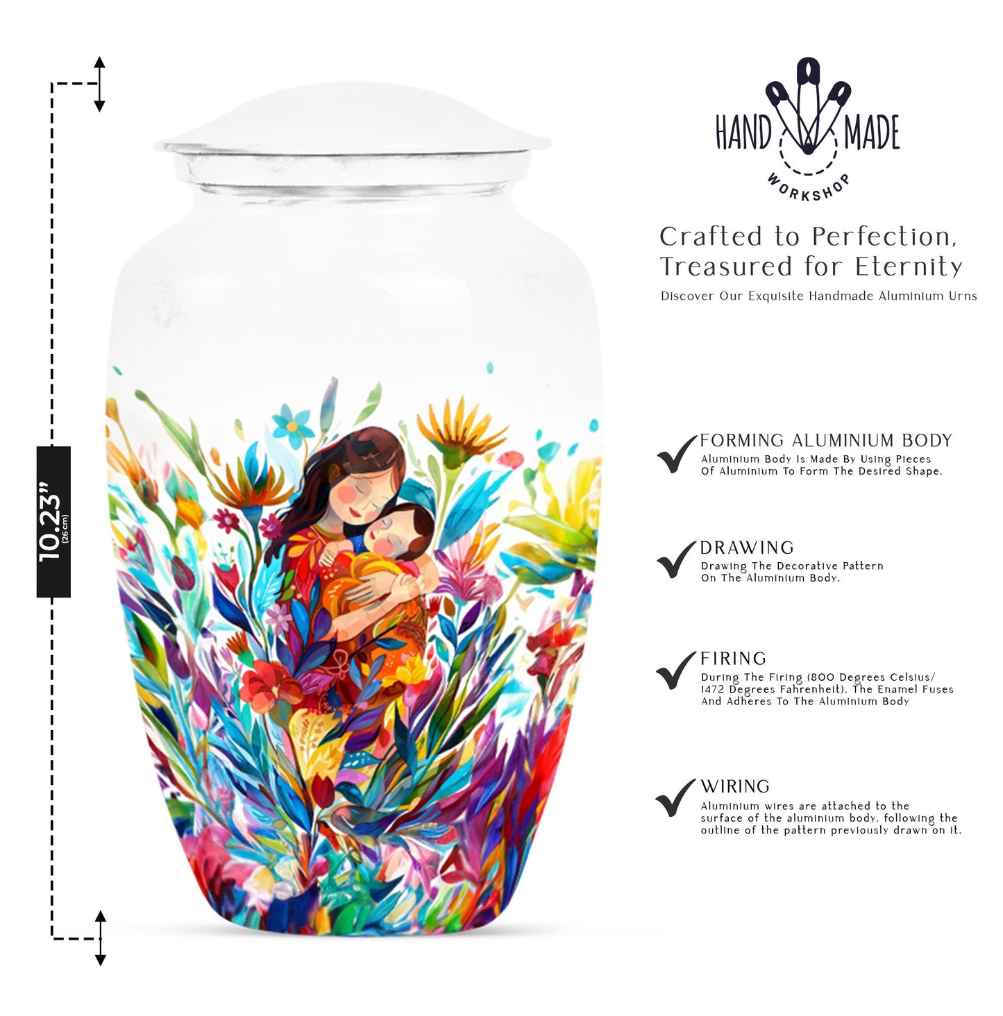 Mother love urn, classic abstract burial funeral urn for adult woman