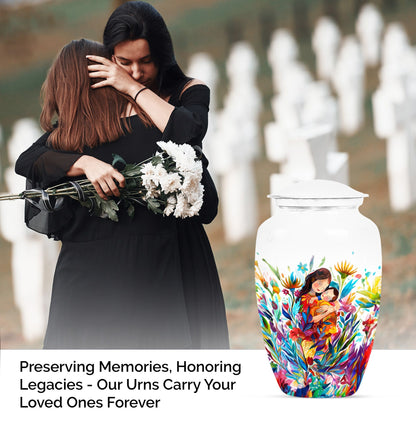 Mother love urn, classic abstract burial funeral urn for adult woman
