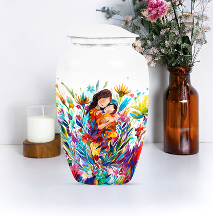 Mother love urn, classic abstract burial funeral urn for adult woman
