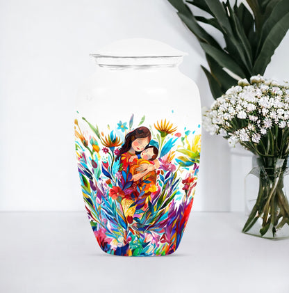 Mother love urn, classic abstract burial funeral urn for adult woman