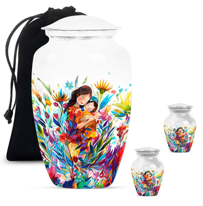 Mother love urn, classic abstract burial funeral urn for adult woman