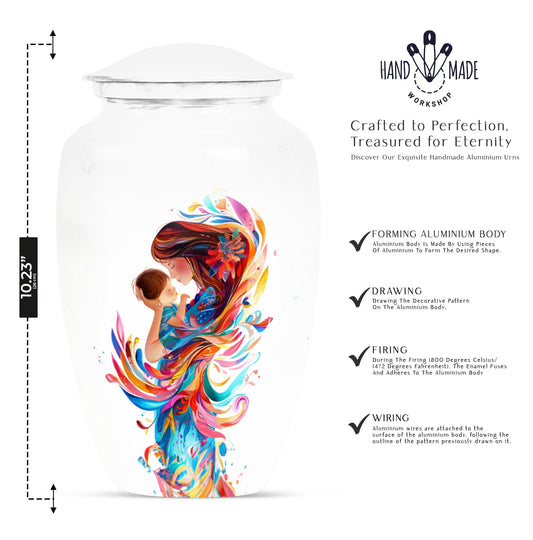 10-inch Classic urn for ashes, personalized Mother Love Urn made of aluminium