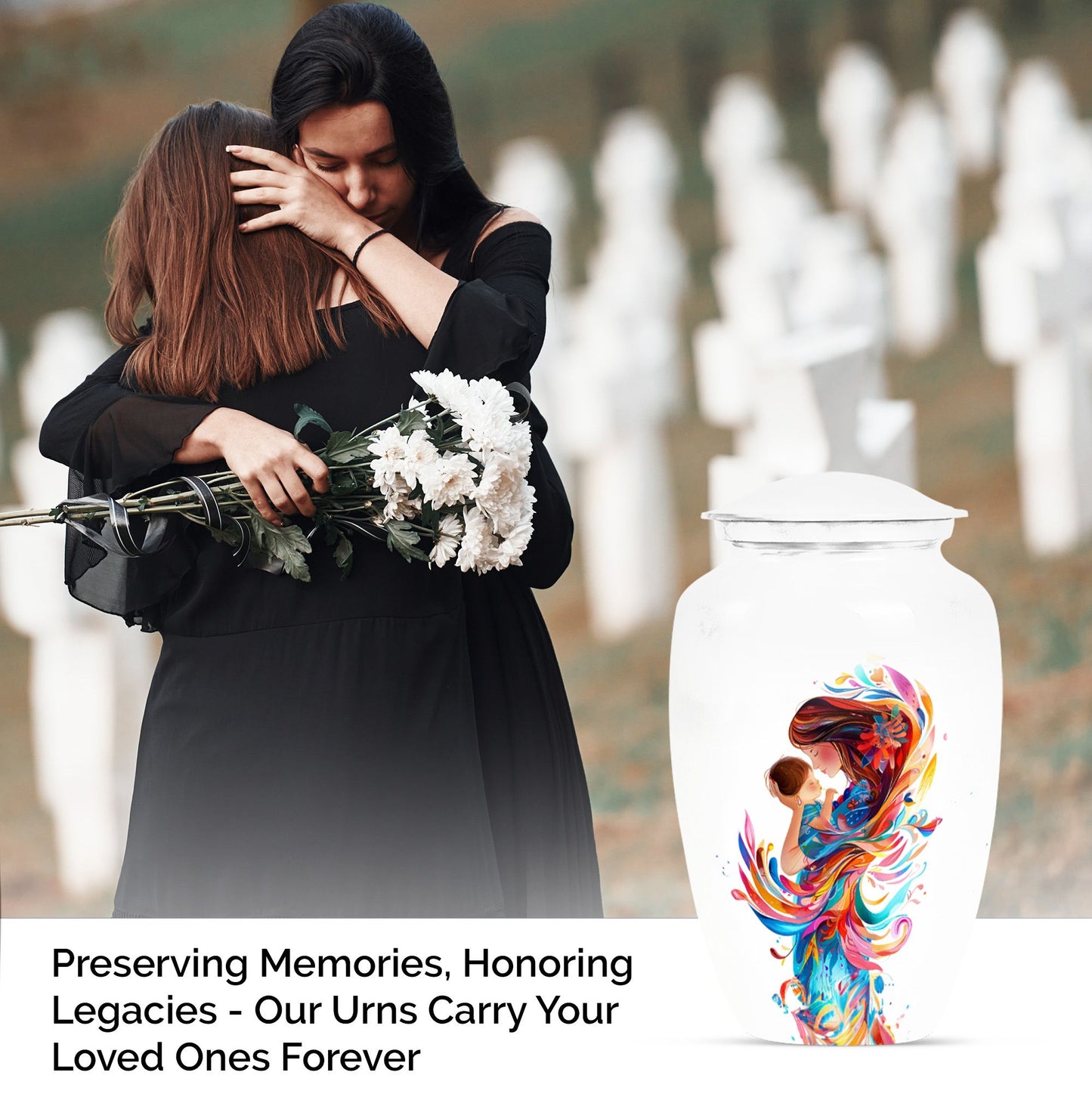 10-inch Classic urn for ashes, personalized Mother Love Urn made of aluminium