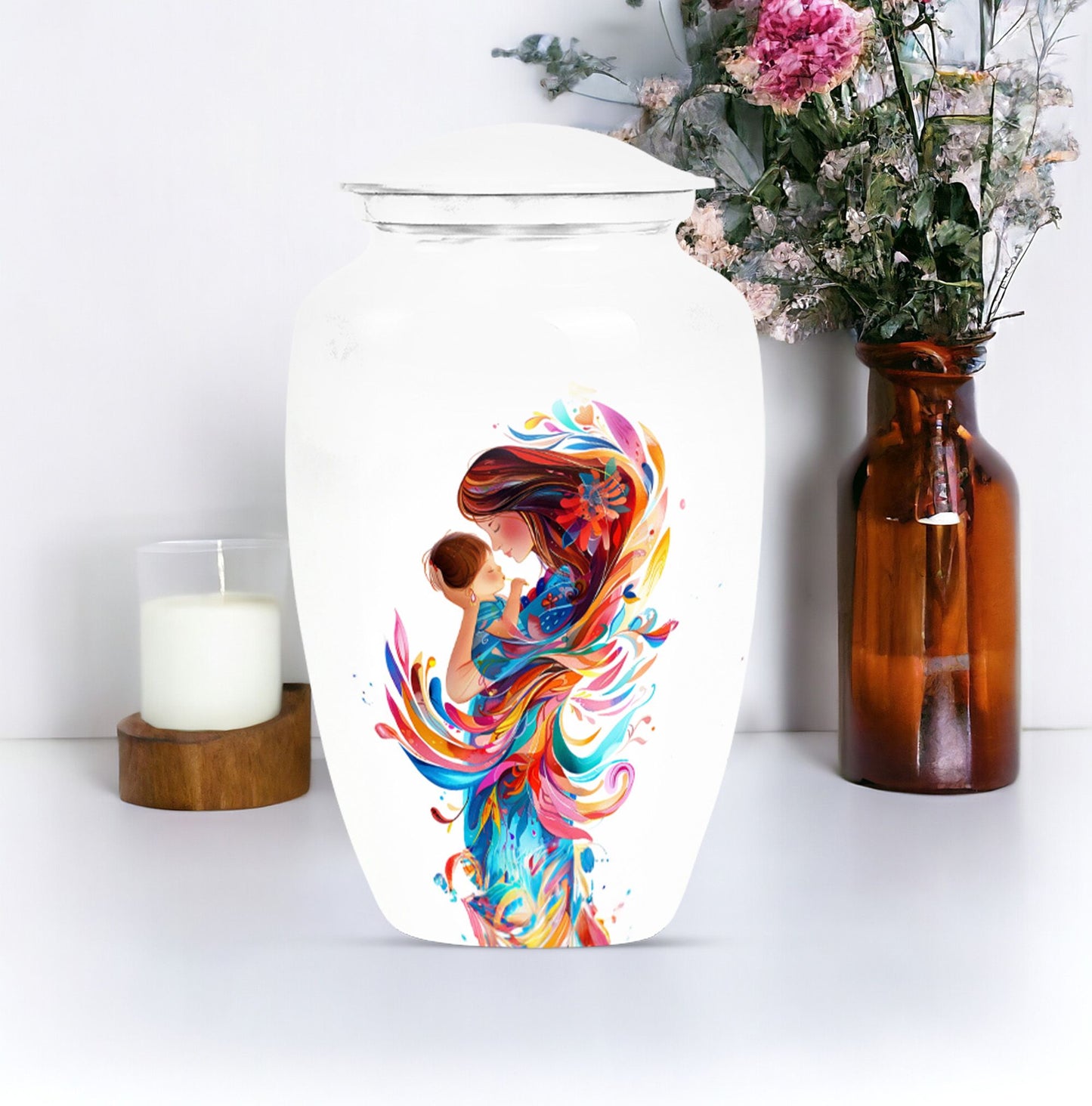 10-inch Classic urn for ashes, personalized Mother Love Urn made of aluminium