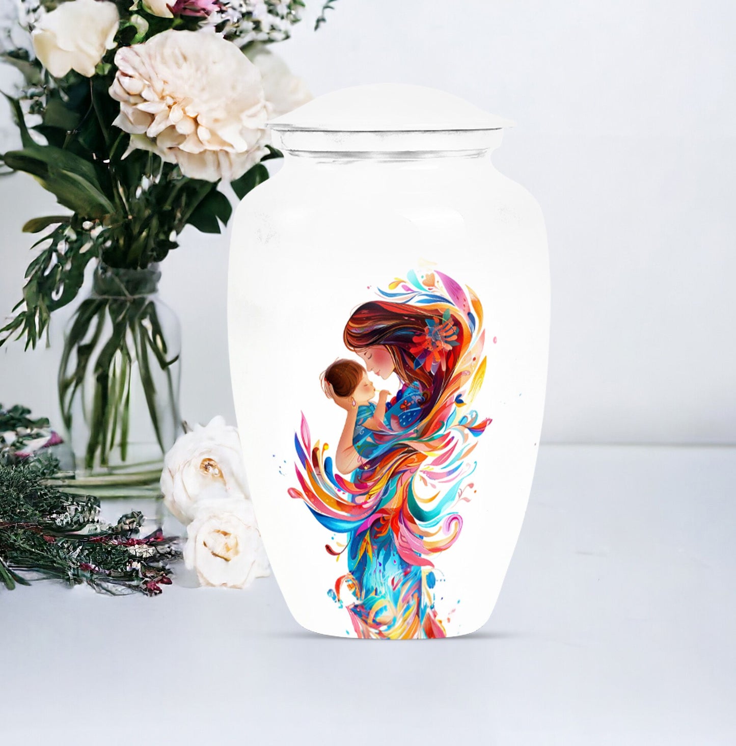 10-inch Classic urn for ashes, personalized Mother Love Urn made of aluminium