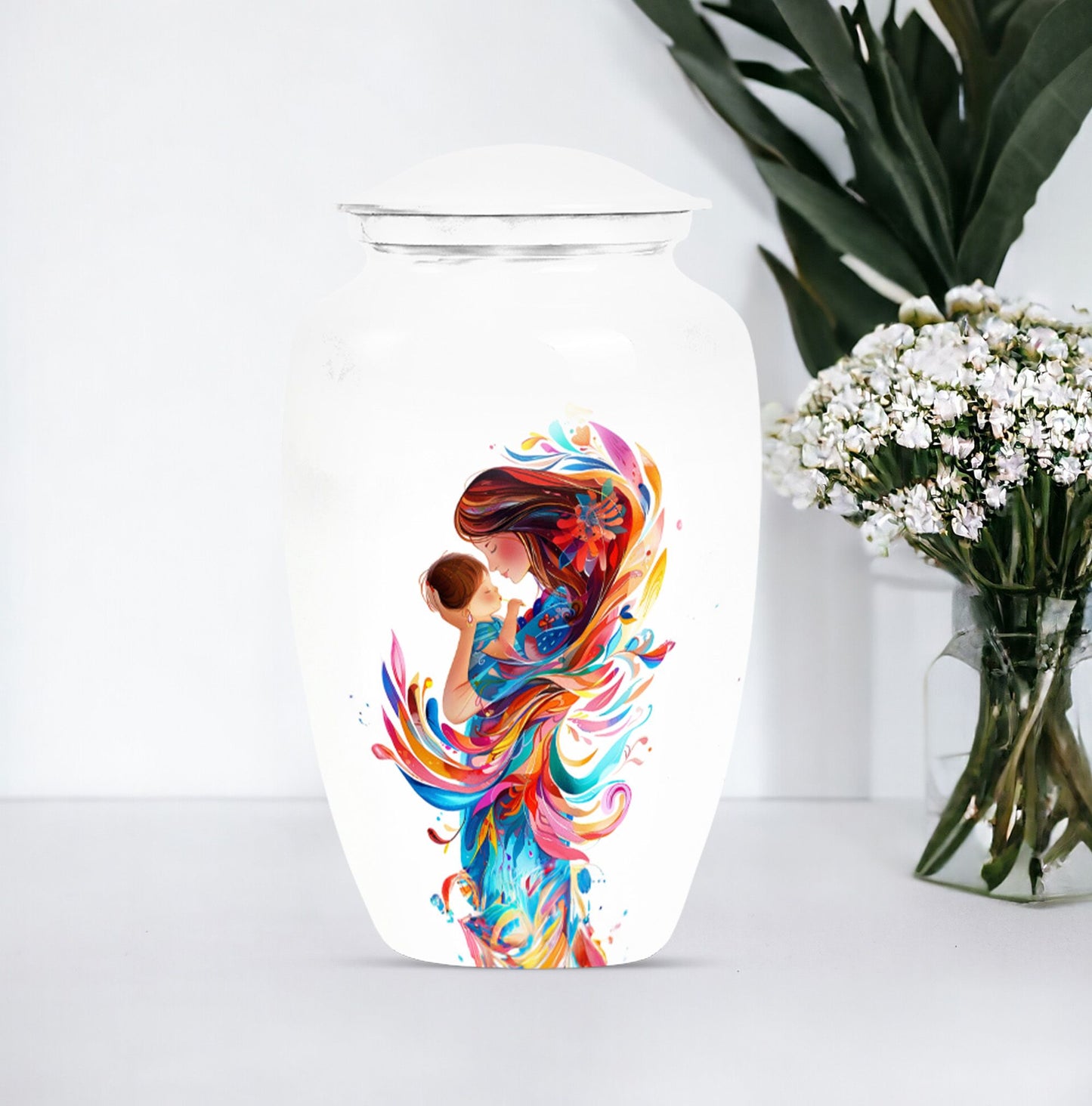 10-inch Classic urn for ashes, personalized Mother Love Urn made of aluminium