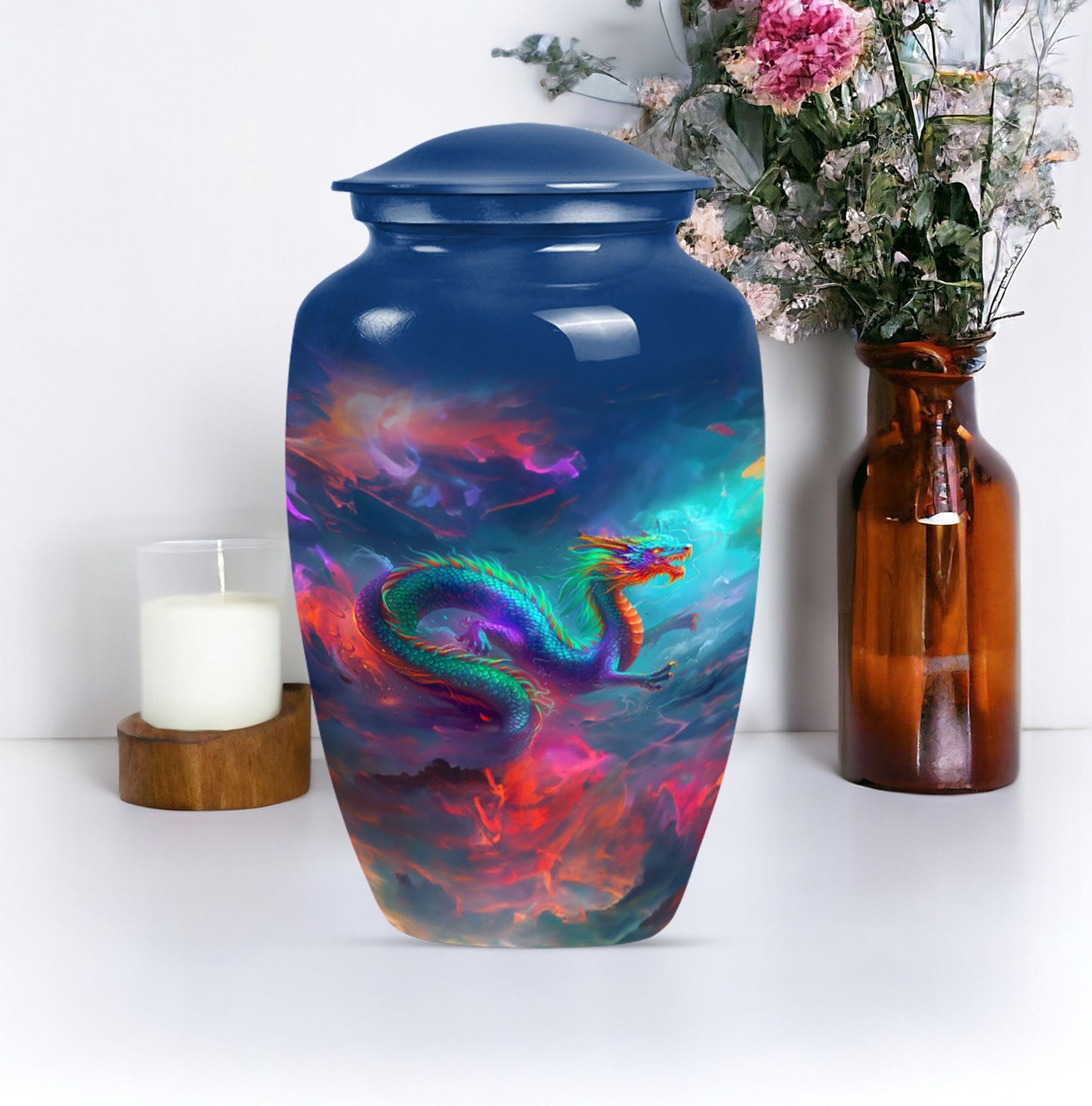 Classic dragon urn for woman's burial ashes