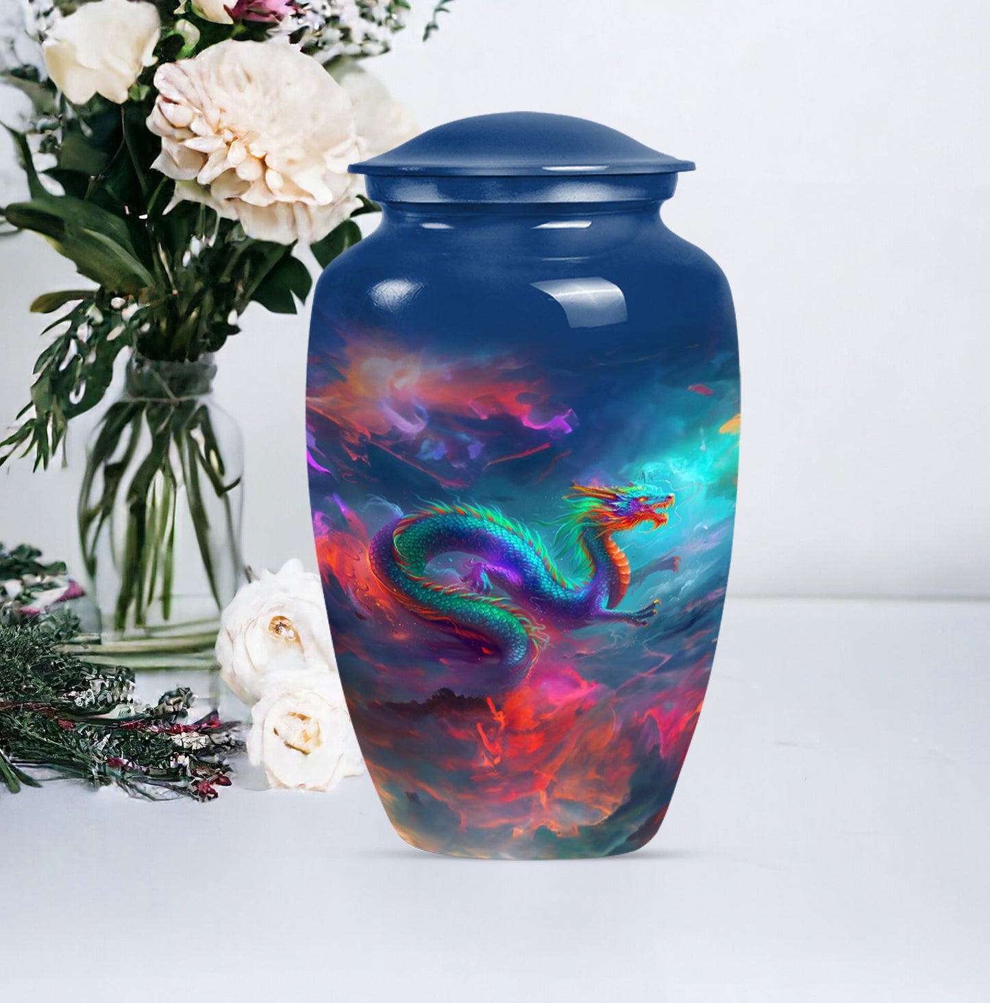 Classic dragon urn for woman's burial ashes