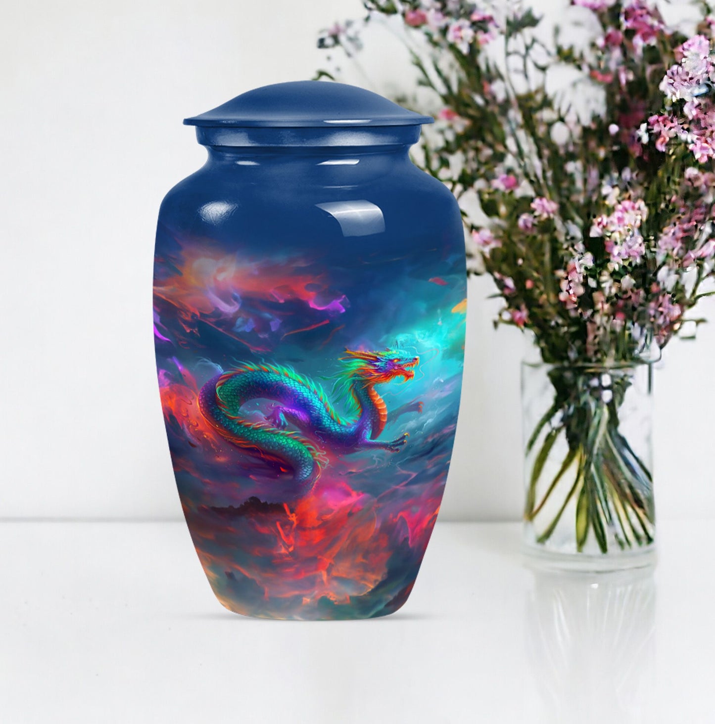 Classic dragon urn for woman's burial ashes