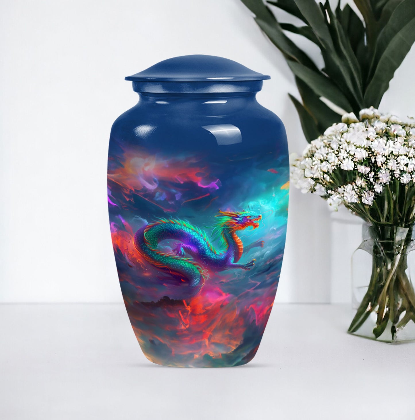 Classic dragon urn for woman's burial ashes
