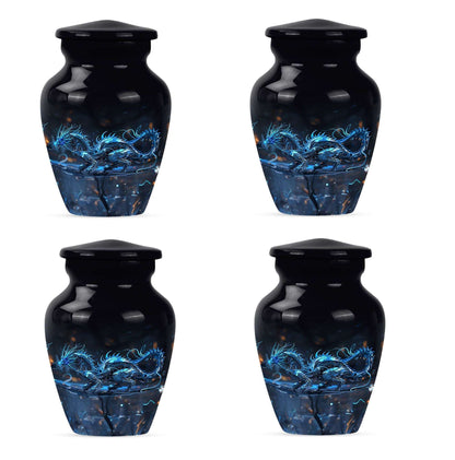 Blue Dragon Cremation Urn For Ashes - Robotic Dragon Ashes Memorial Urn