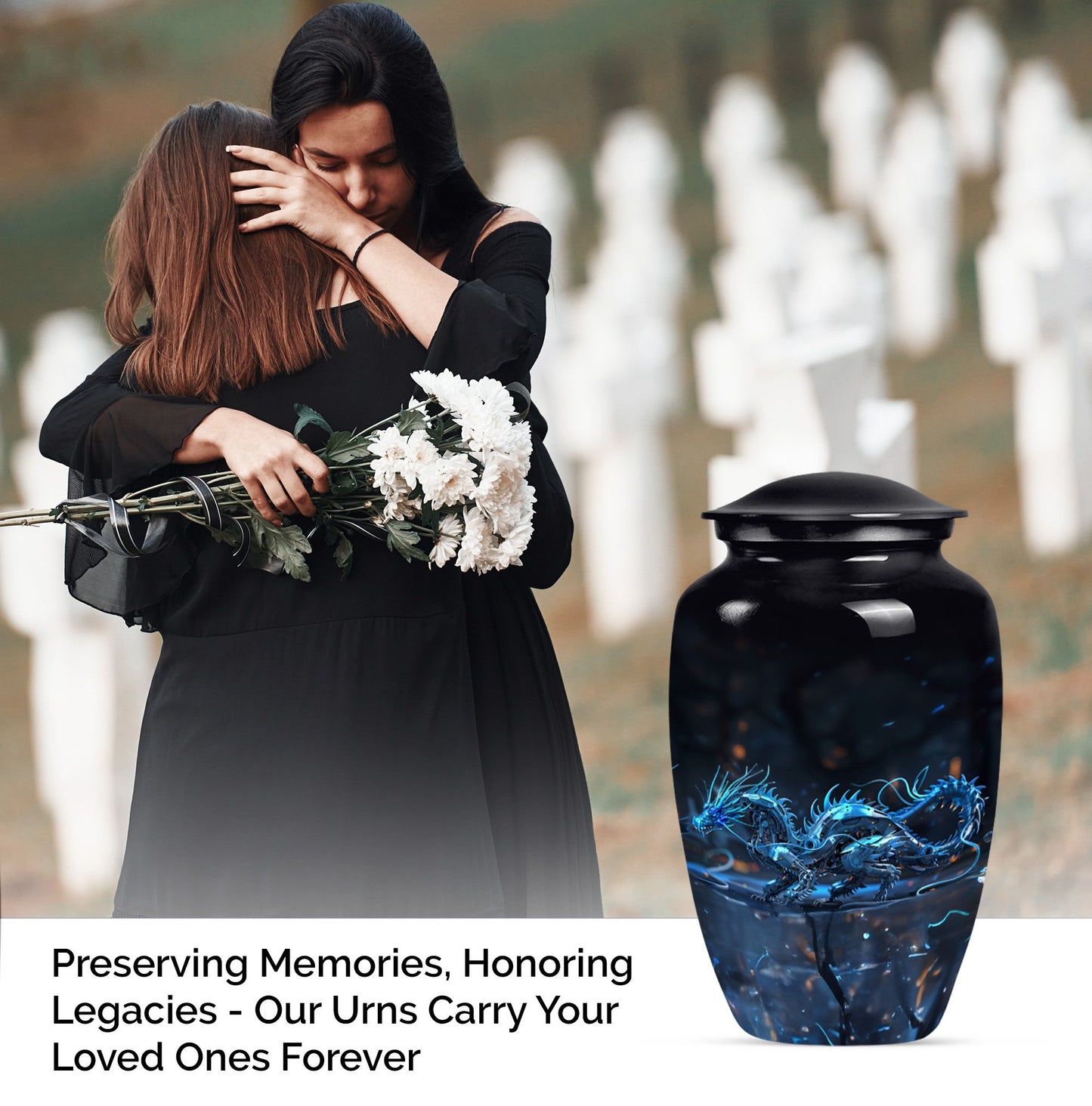 10-inch dragon urn, classic design.