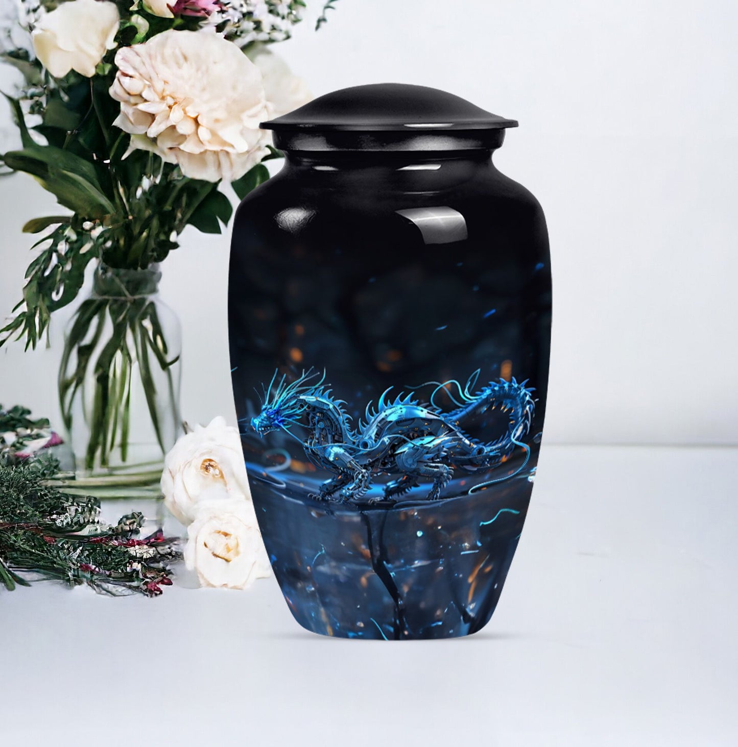 10-inch dragon urn, classic design.