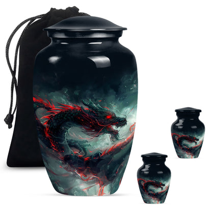 Classic dragon urn, aluminium cremation urn for women
