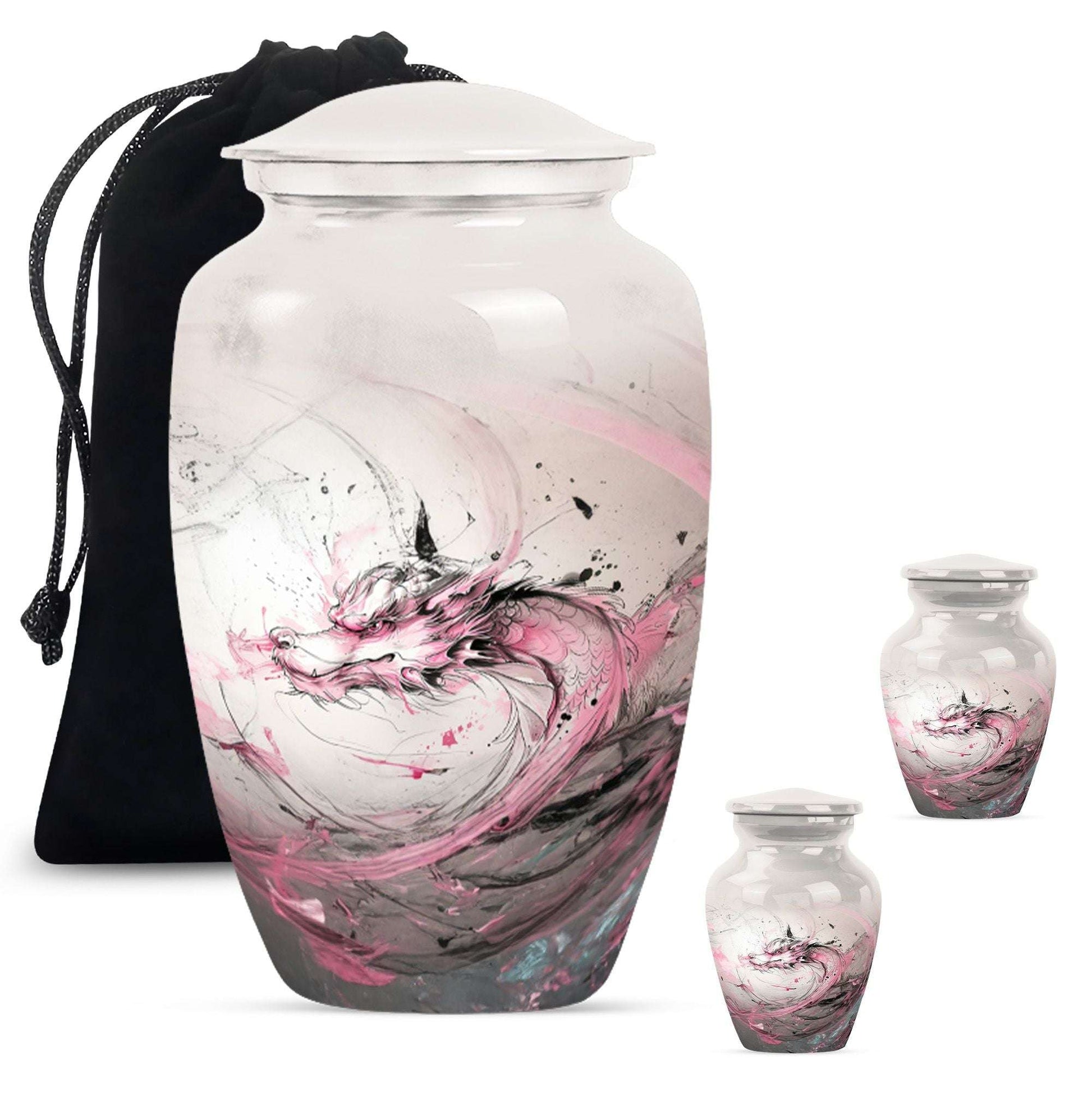 Pink Dragon Keepsake & Large Cremation Urns For Human Ashes