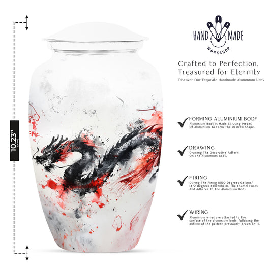 classic dragon urn for ashes, customizable memorial