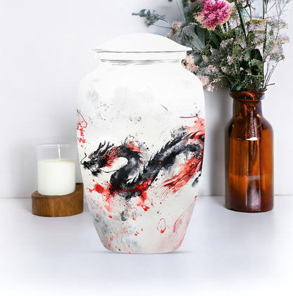 classic dragon urn for ashes, customizable memorial