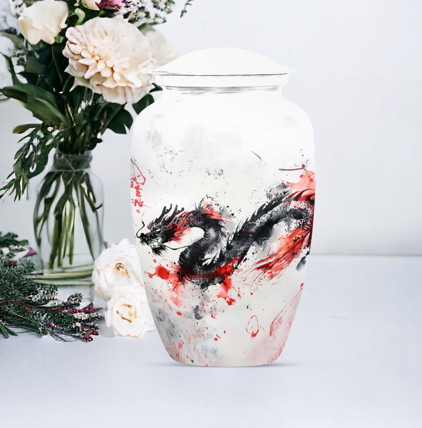 classic dragon urn for ashes, customizable memorial