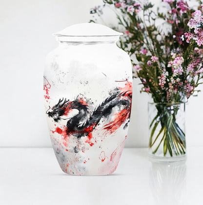 classic dragon urn for ashes, customizable memorial
