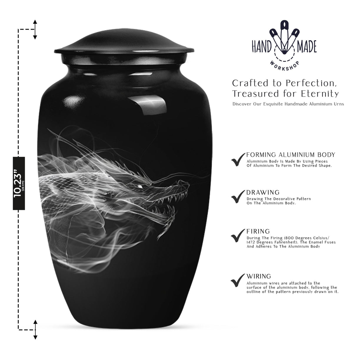 10-inch Classic Dragon Urn 