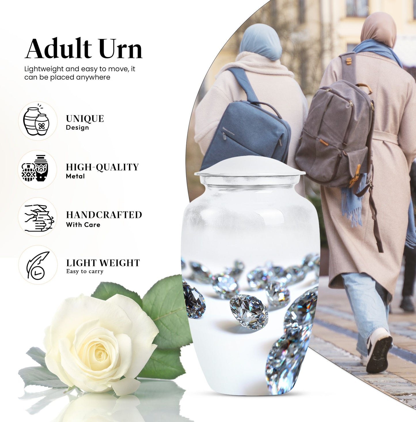 10-inch classic diamond urn.