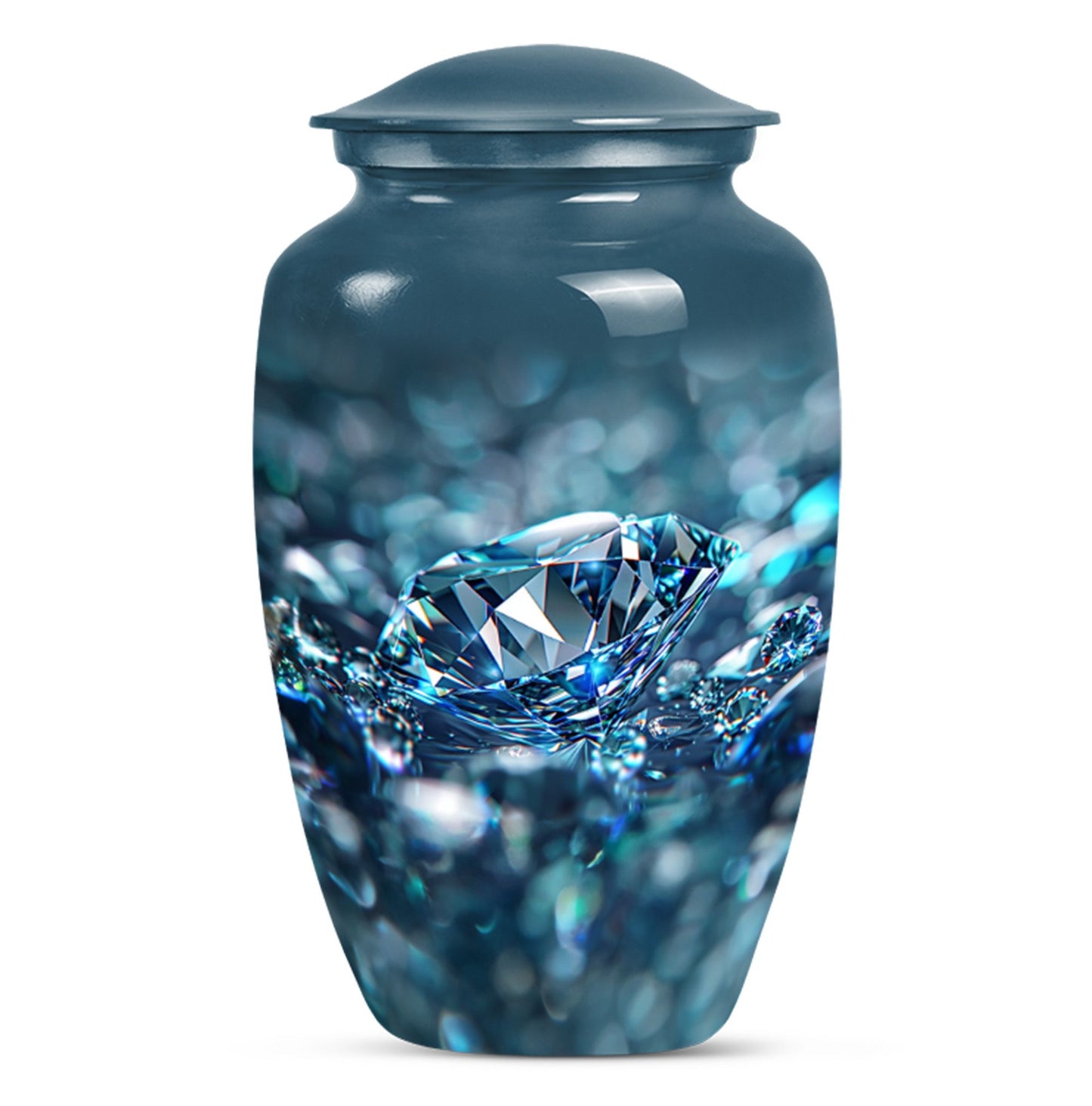 Classic 10 inch diamond urn for male cremation.
