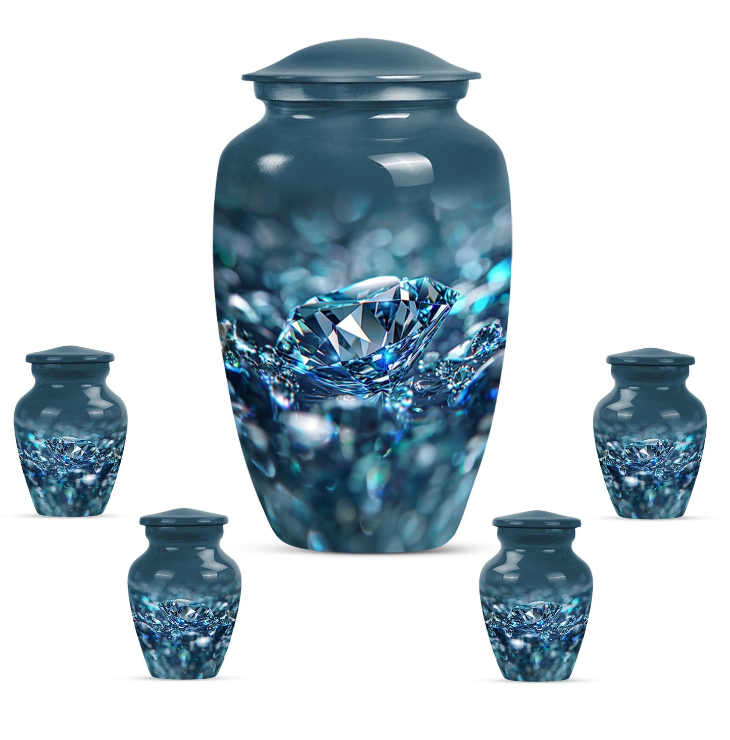 Classic 10 inch diamond urn for male cremation.