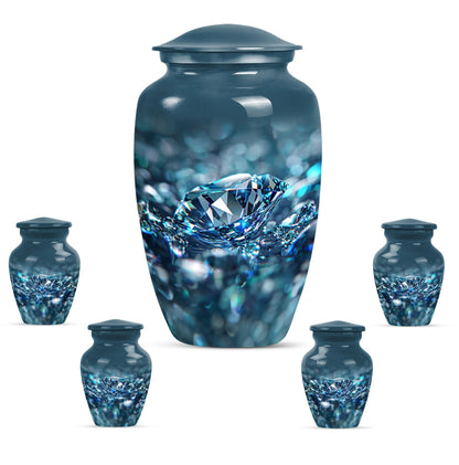 Classic 10 inch diamond urn for male cremation.