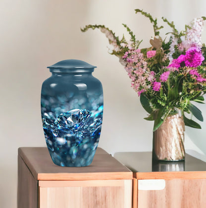 Classic 10 inch diamond urn for male cremation.