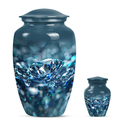 Classic 10 inch diamond urn for male cremation.