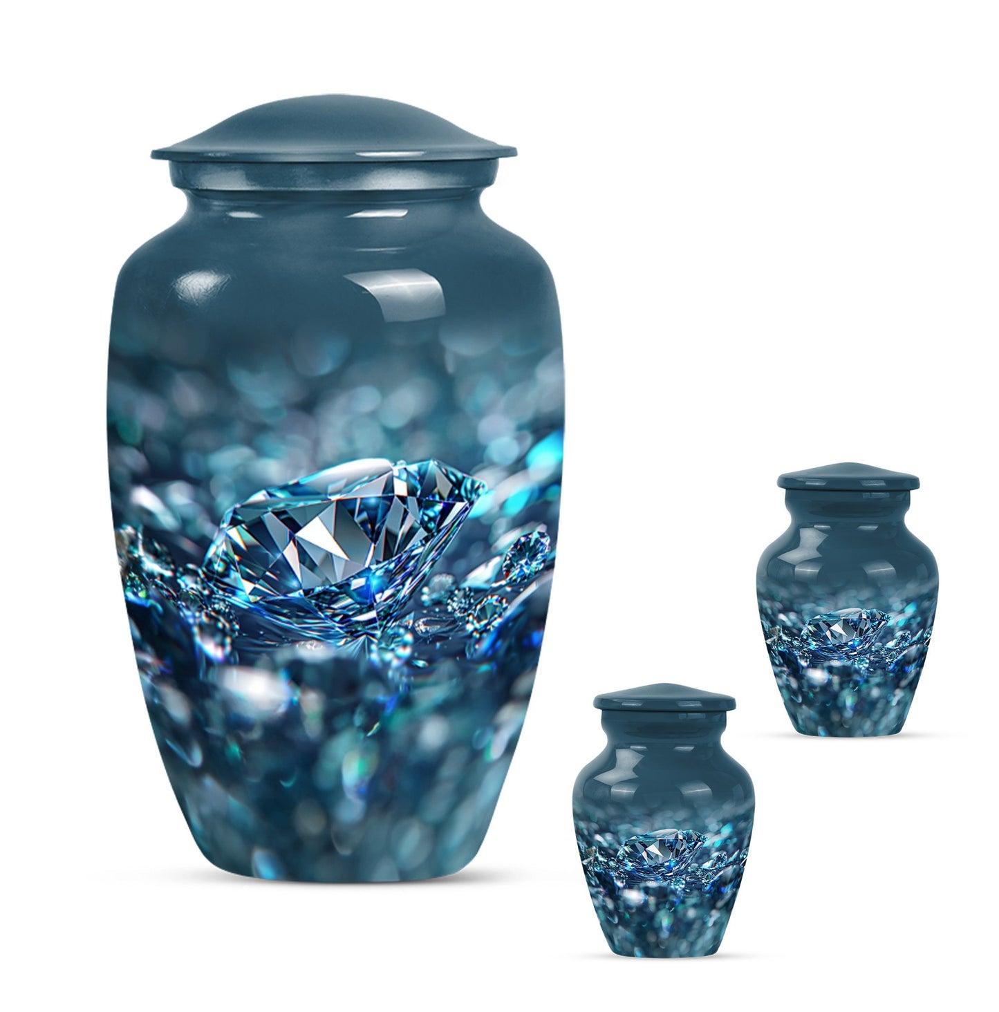 Classic 10 inch diamond urn for male cremation.
