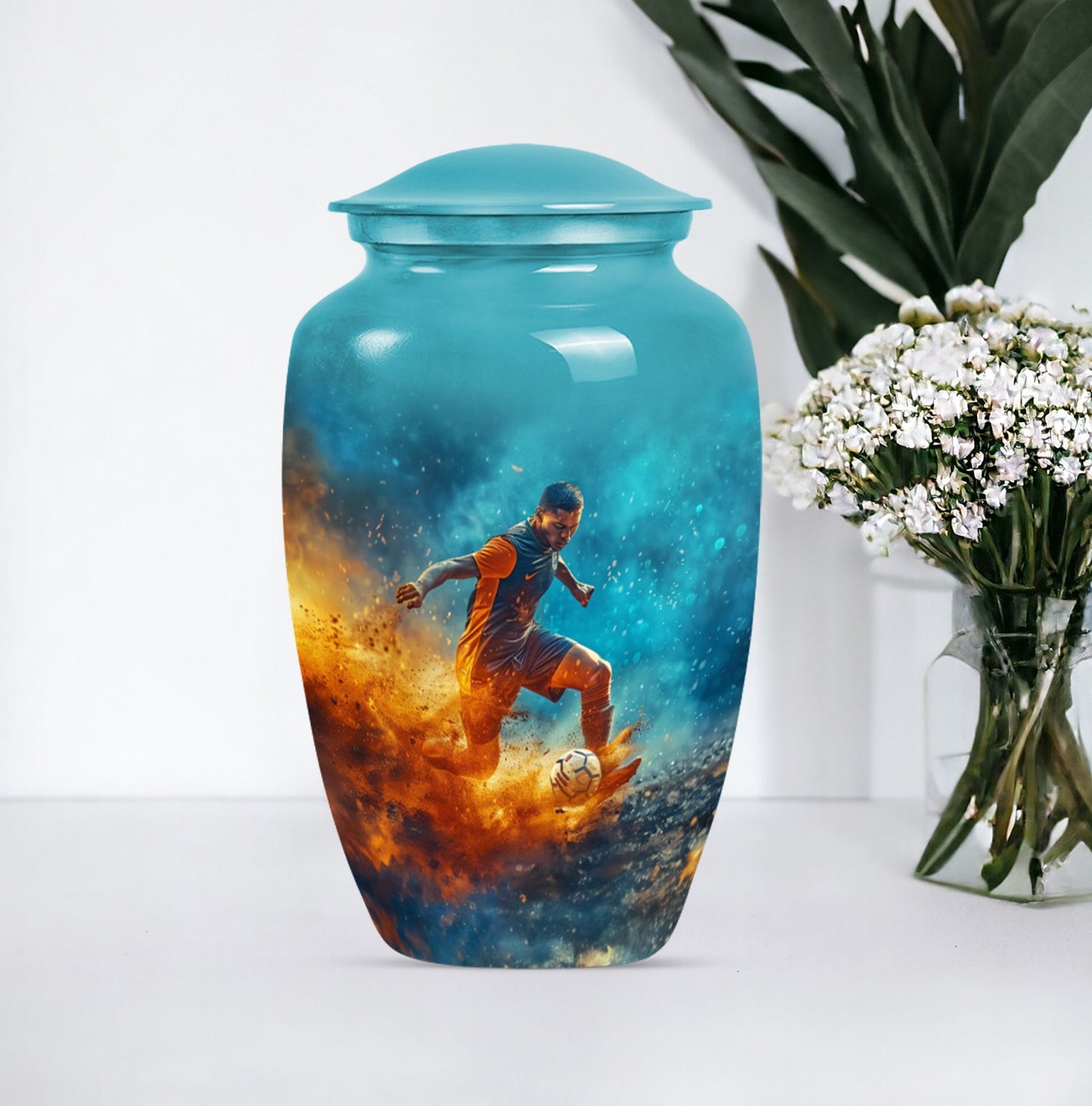 10 inch classic aluminium soccer urn.