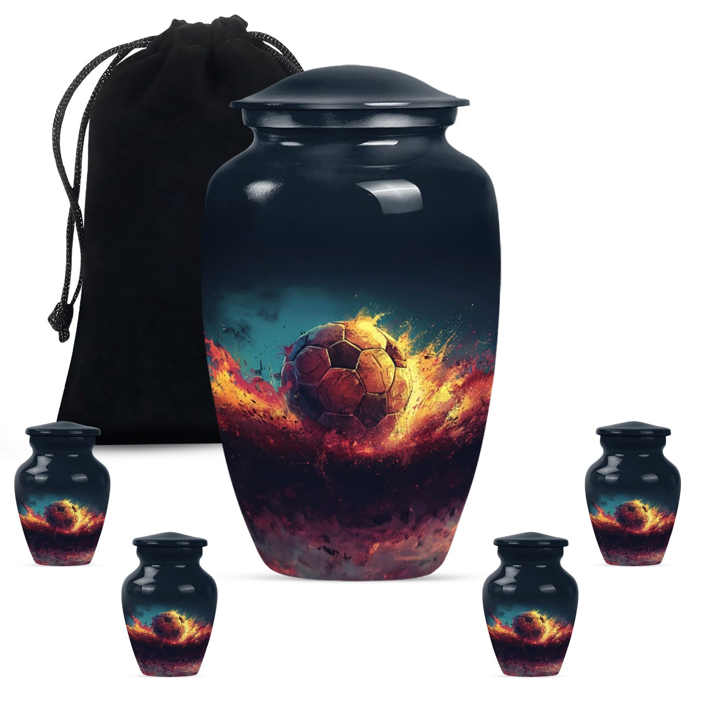 Classic Soccer Urn, Aluminum Large Cremation Urn for Male.