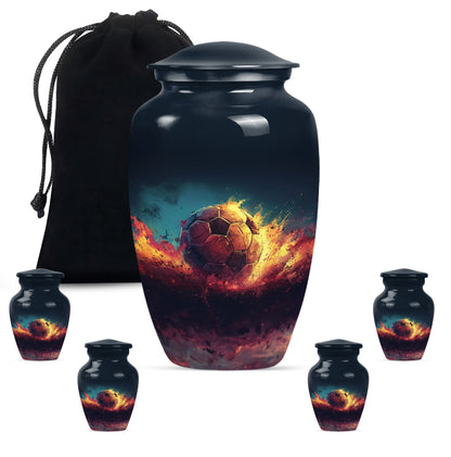 Classic Soccer Urn, Aluminum Large Cremation Urn for Male.