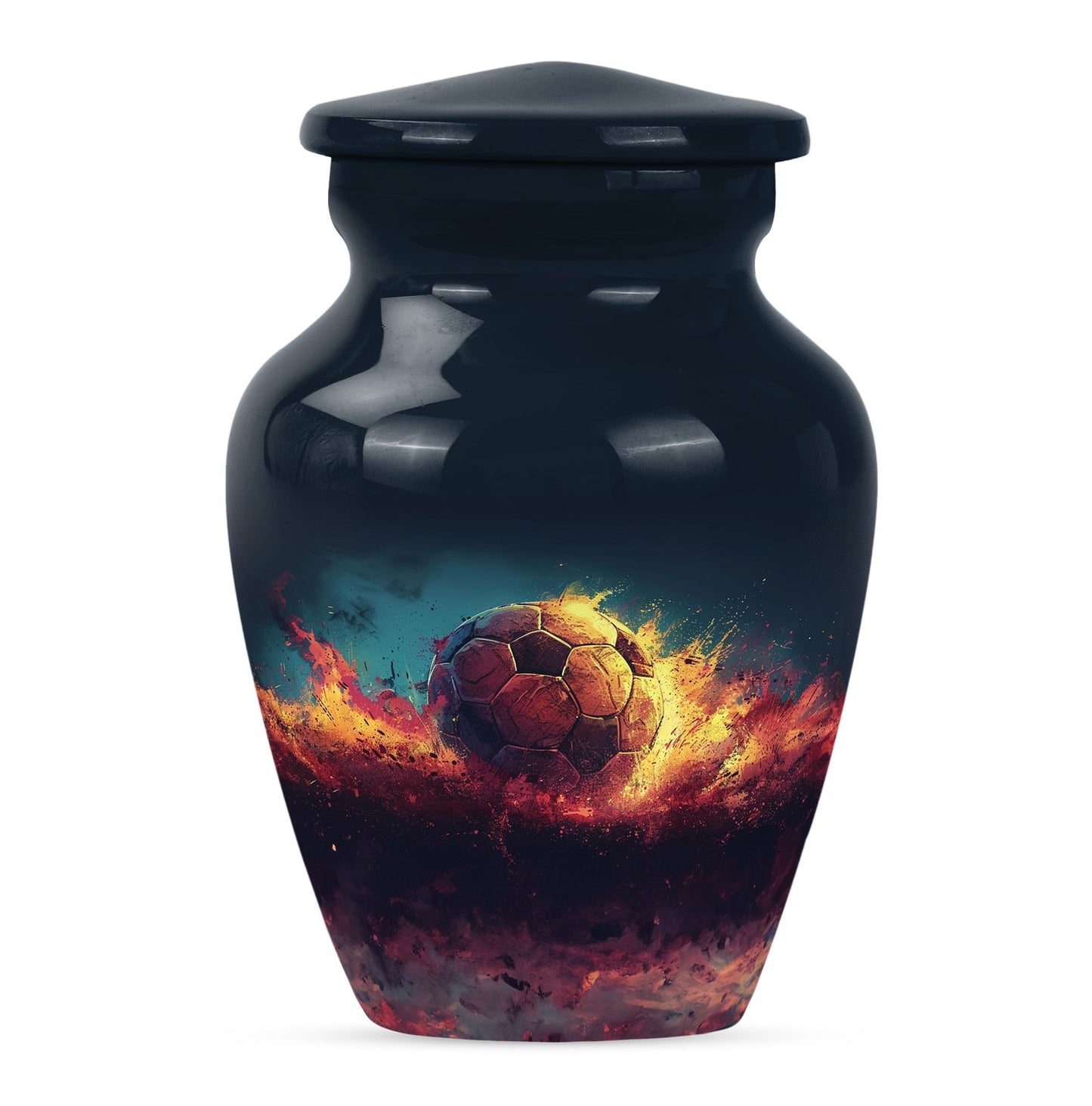 Classic Soccer Urn, Aluminum Large Cremation Urn for Male.