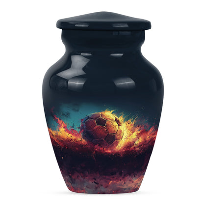 Classic Soccer Urn, Aluminum Large Cremation Urn for Male.
