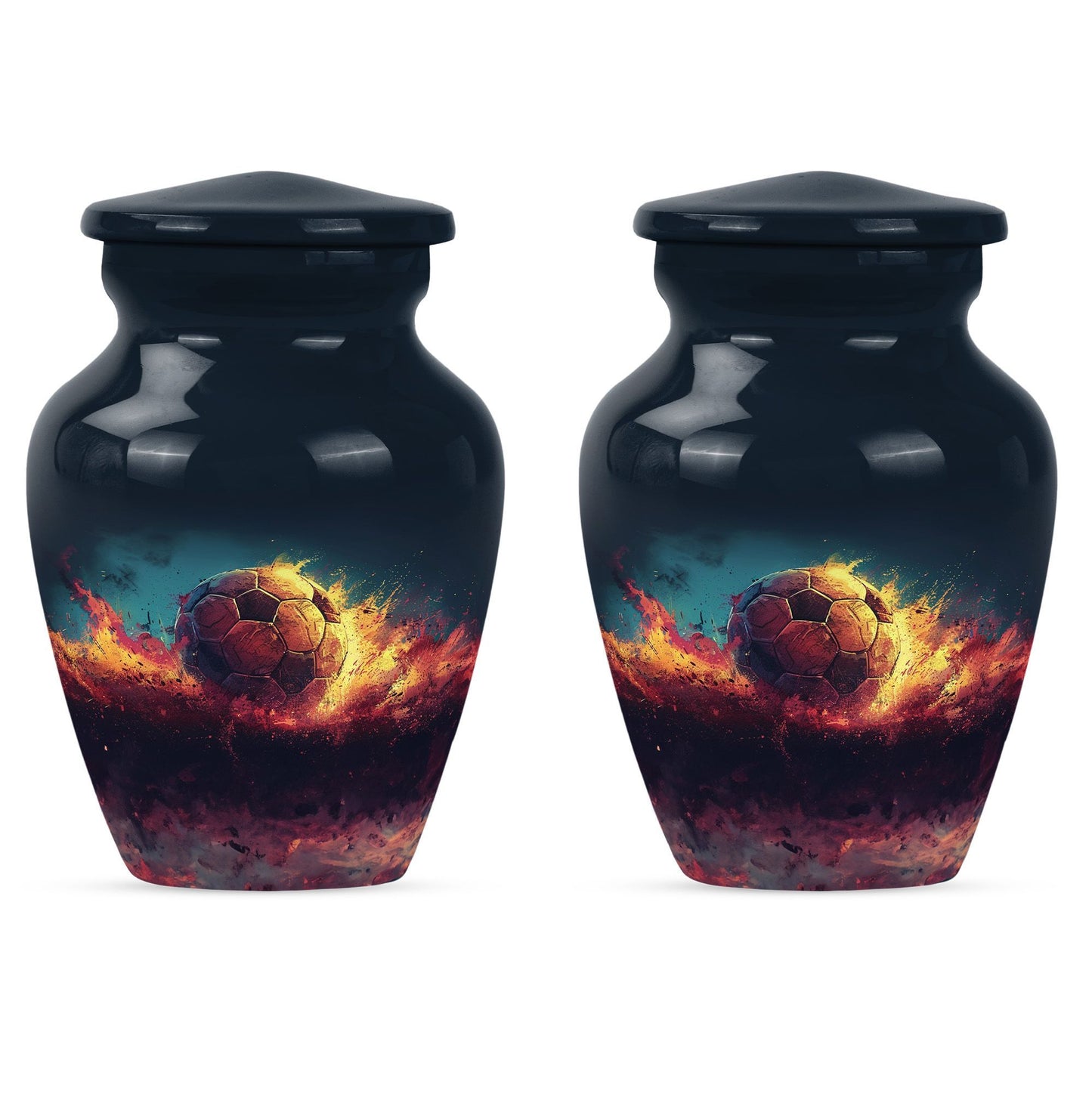 Classic Soccer Urn, Aluminum Large Cremation Urn for Male.