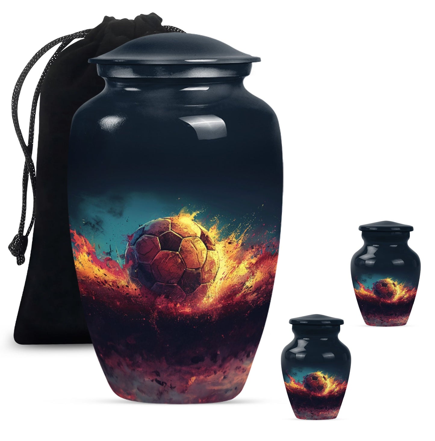 Classic Soccer Urn, Aluminum Large Cremation Urn for Male.
