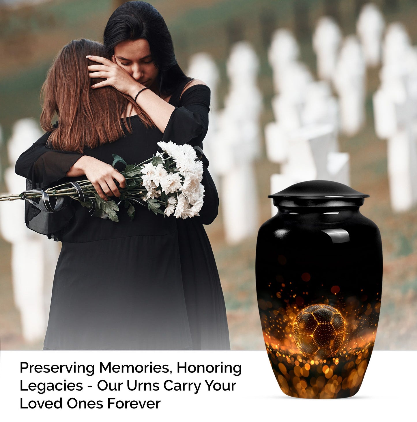 Soccer-themed Large Classic Memorial Urn