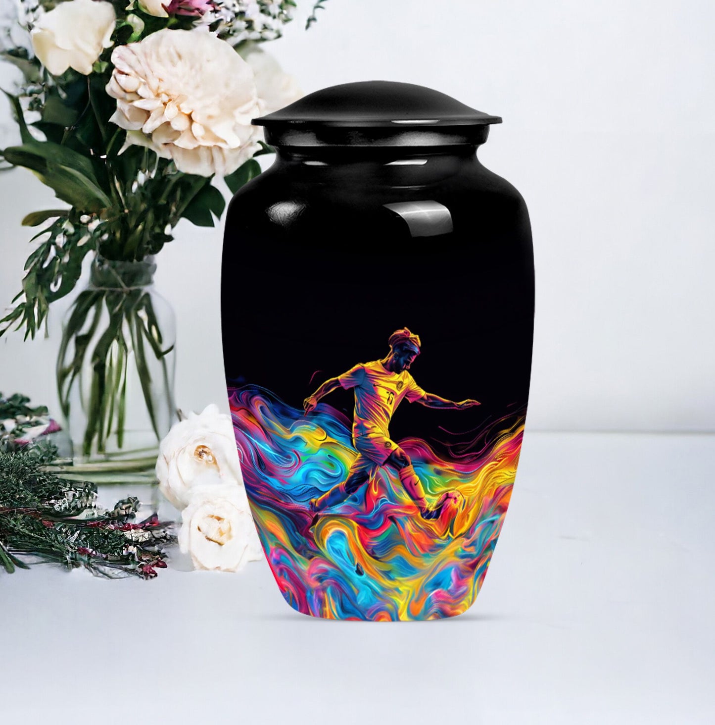 10-inch aluminum soccer urn.