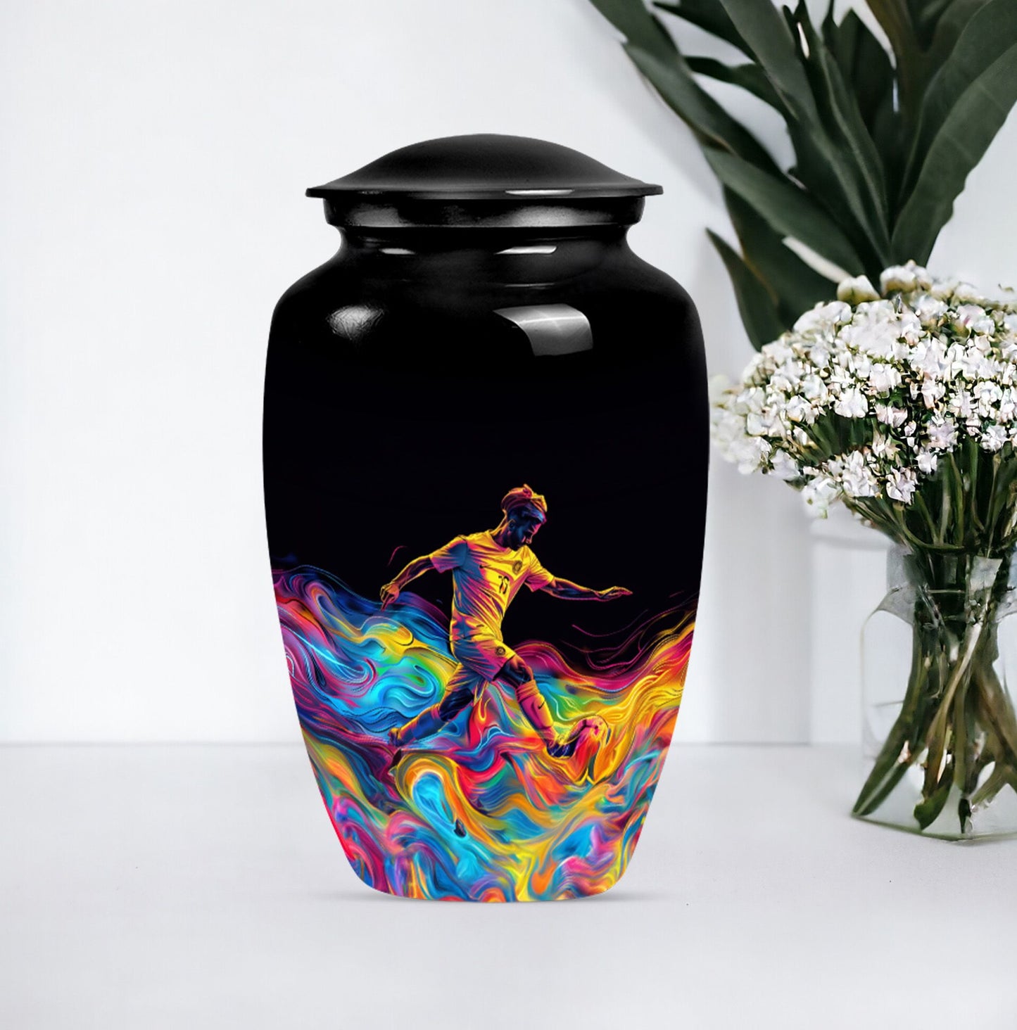 10-inch aluminum soccer urn.