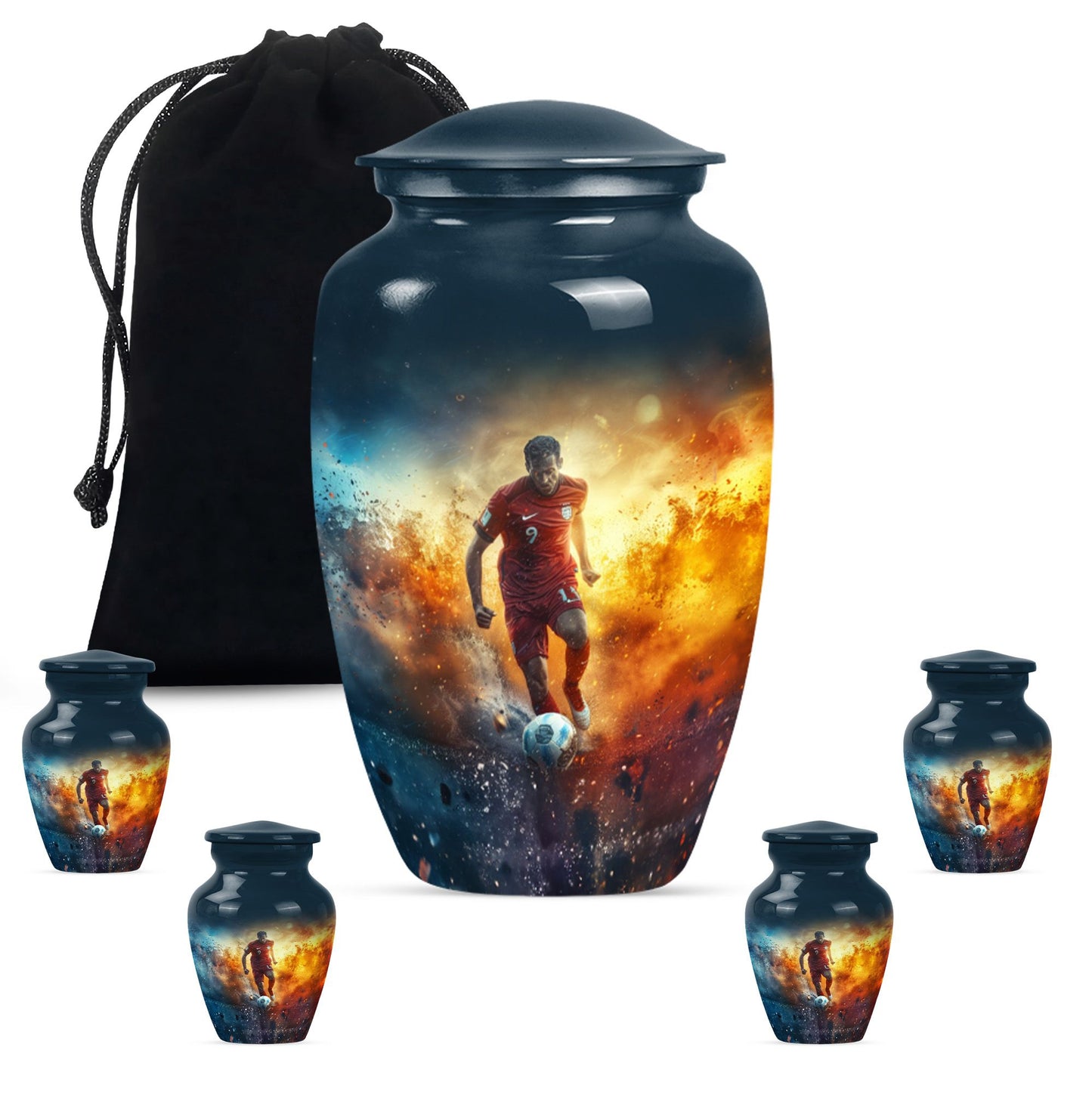 Personalized Soccer Cremation Urn for Human Ashes - 10-inch, 200 cu in - Yatskia