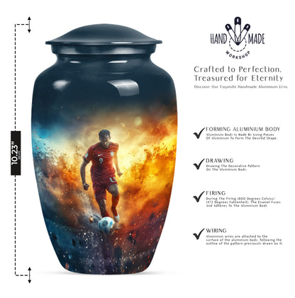 10 Inch Classic Soccer Urn, Aluminium cremation urn.