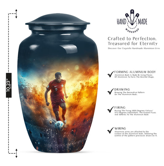 10 Inch Classic Soccer Urn, Aluminium cremation urn.